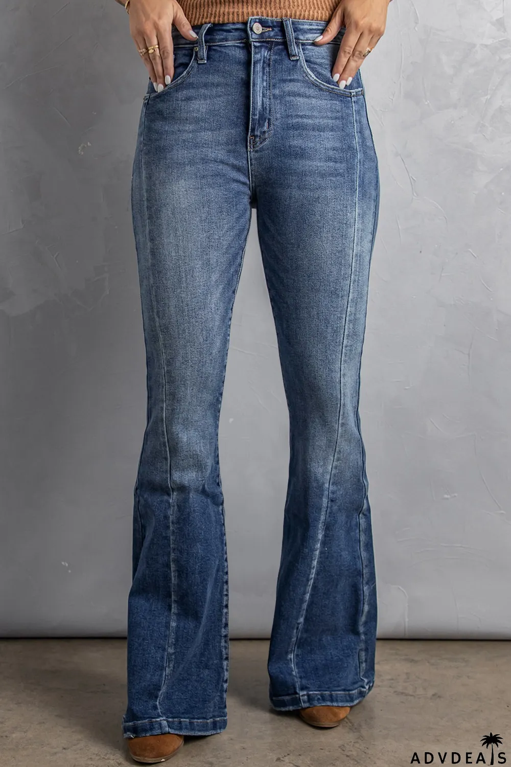 Blank Apparel - High Waist Flare Jeans with Pockets