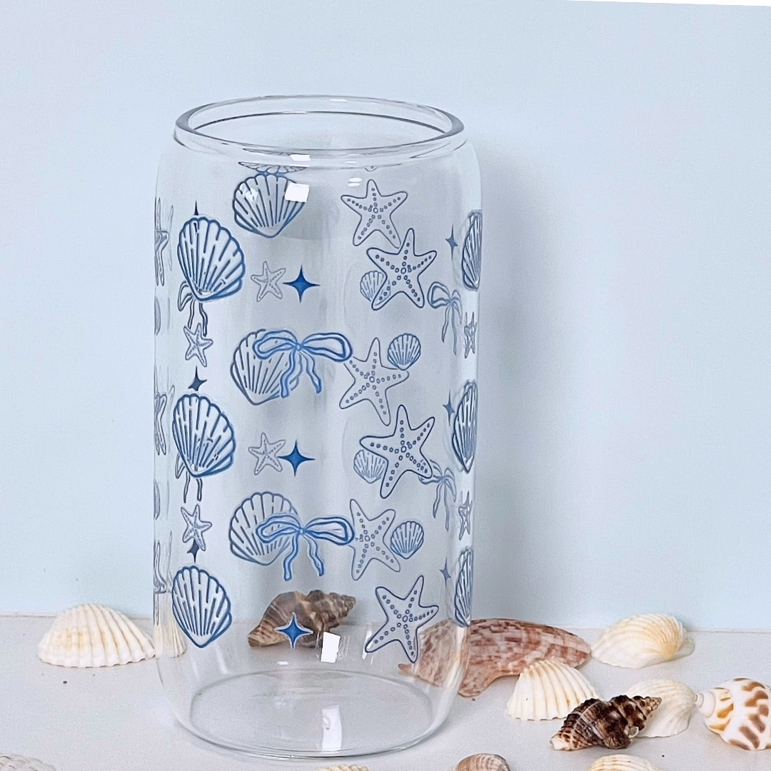 Maneifurui™   Coquette Seashell  Glass Can