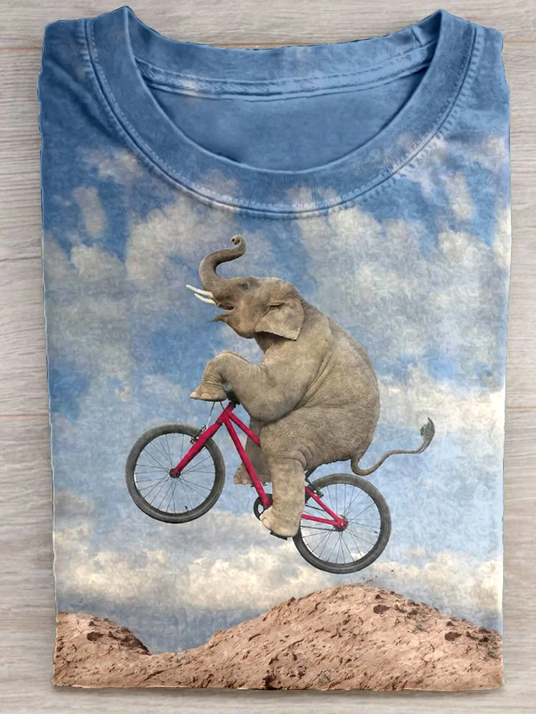 Teecade Teecade Elephant Riding A Bicycle T-shirt
