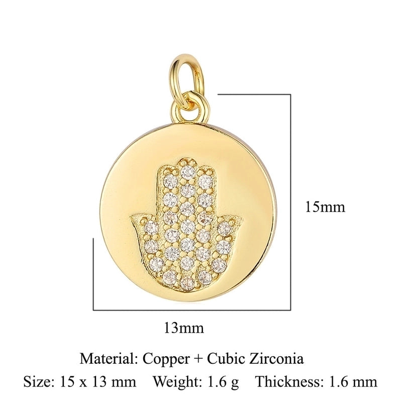 3 Pieces Retro Palm Crown Copper Plating Inlay Zircon 18k Gold Plated Charms Jewelry Accessories