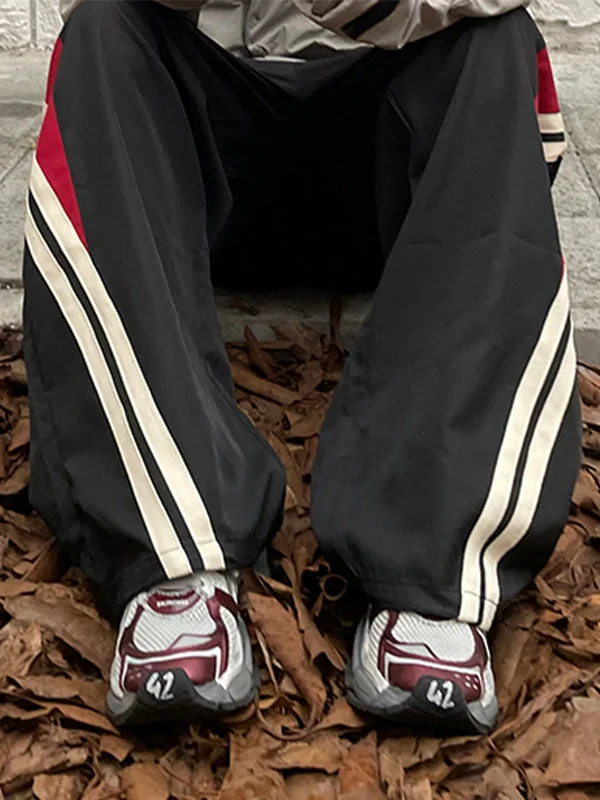 Brownm Hip Hop Panel Striped Loose Sweatpants