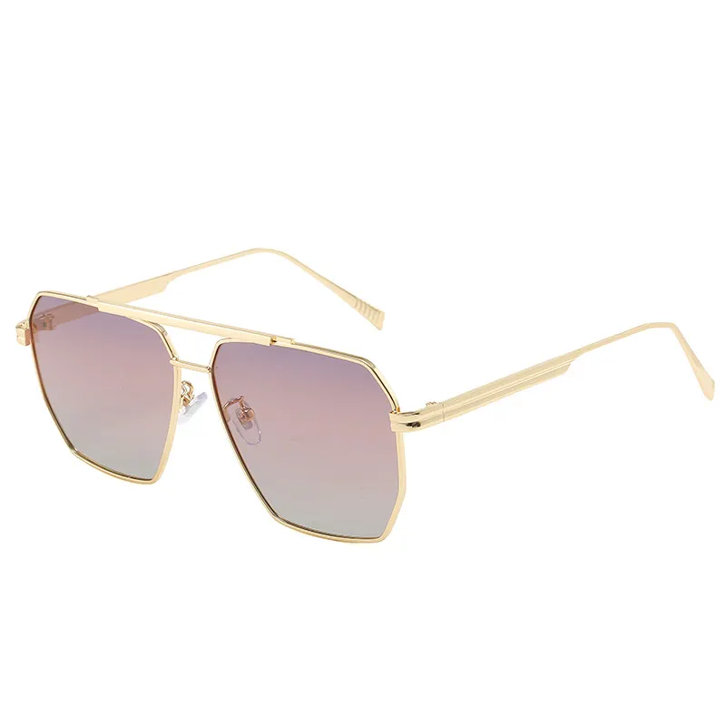 Retro Oversized Square Polarized Sunglasses for Women Men Vintage Shades UV400 Classic Large Metal Sun Glasses-vocosishoes