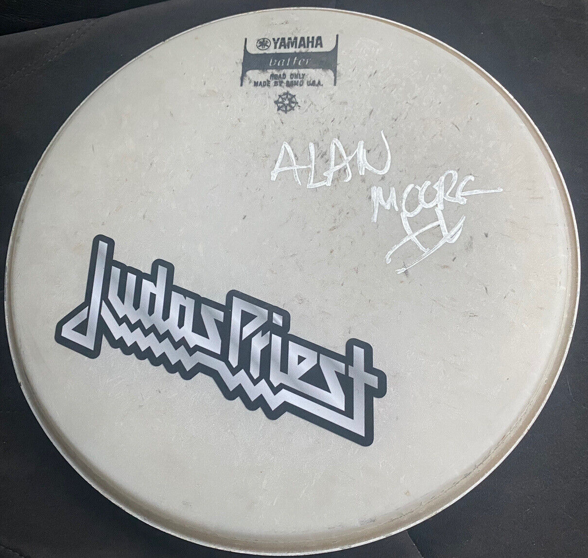 Judas Priest - Signed Autographed Drum Head, Alan Moore