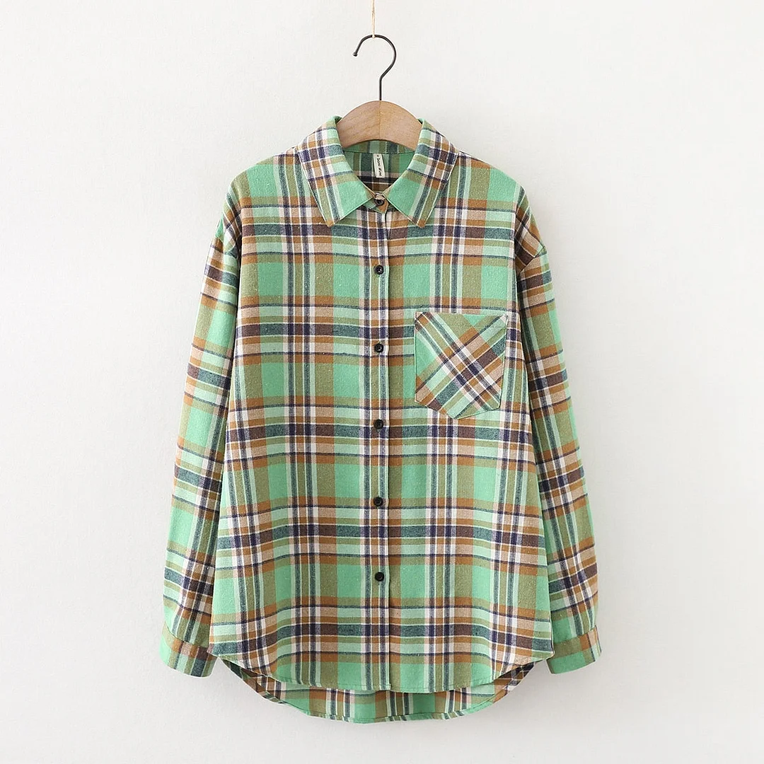 Plaid Shirts Womens Checked Blouses And Tops Long Sleeve Female Casual Print Shirt Loose Cotton Blusas Outwear Autumn News