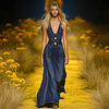  Stylish Denim Jumpsuit with Bold Yellow Buttons - Perfect for Summer Outings by Inlyline