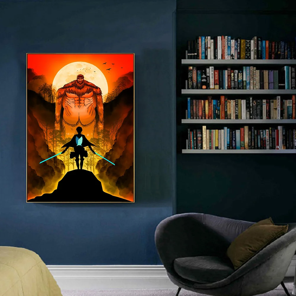 Full Round Diamond Painting 35*50cm - Attack On Titan - Silhouette