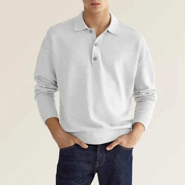 Men's Fashion Casual Loose Lapel Long Sleeve Polo Shirt