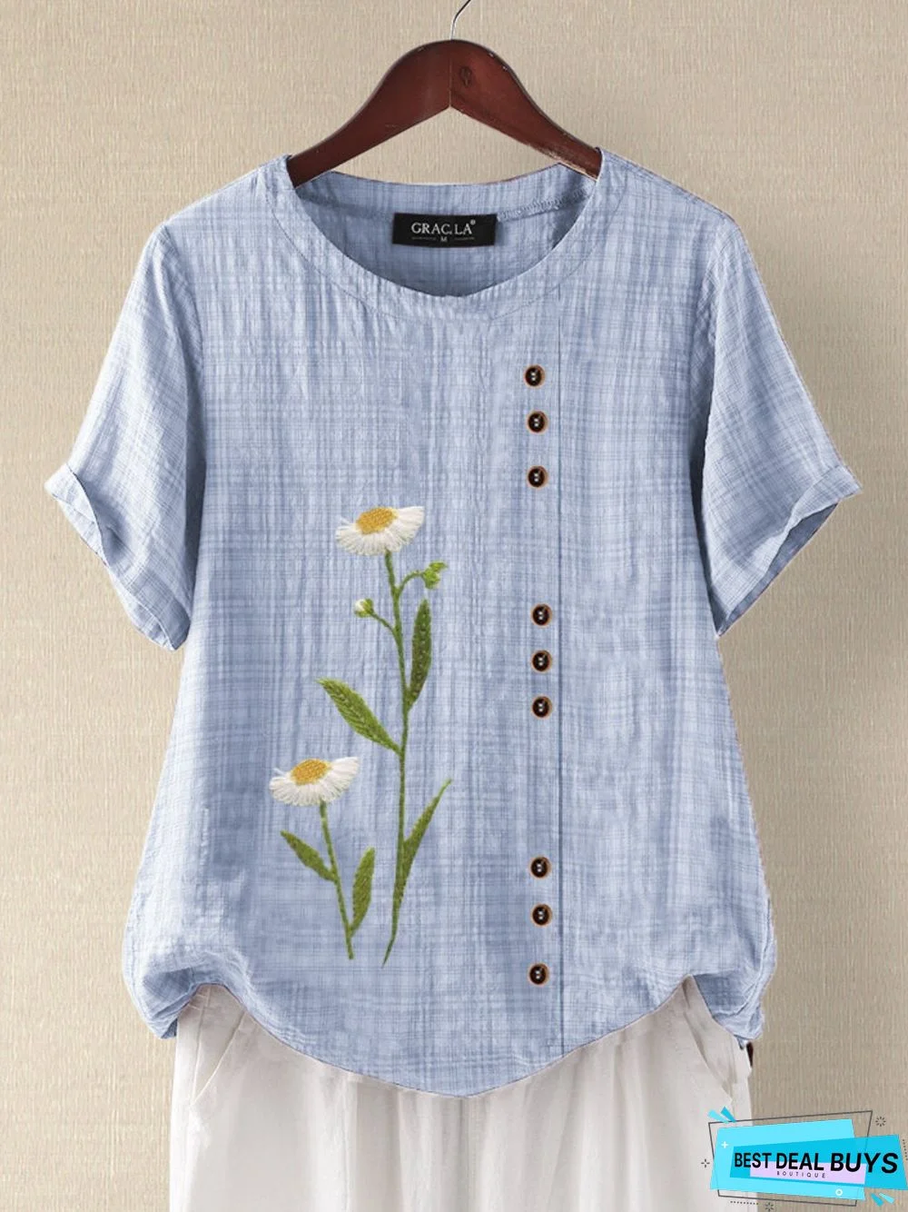 Casual Floral-Print T-shirt