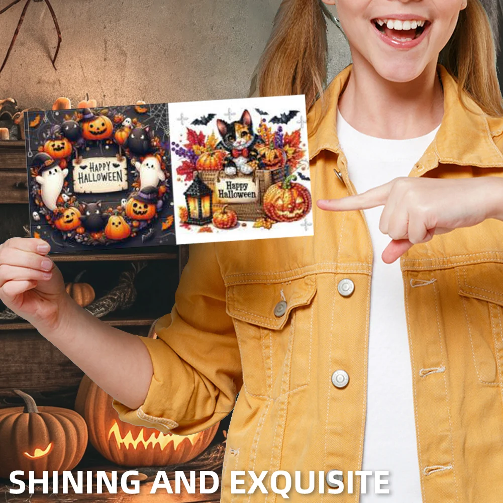 6PCS DIY Diamond Art Greeting Cards Congratulations Cards & Gifts (Halloween)