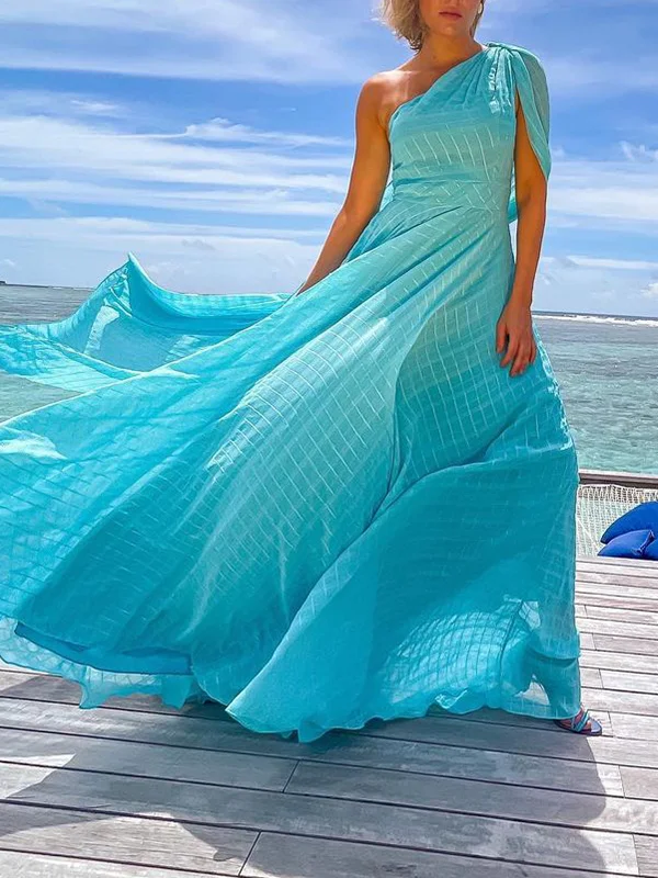  Resort Style Chiffon One Shoulder Women's Dress