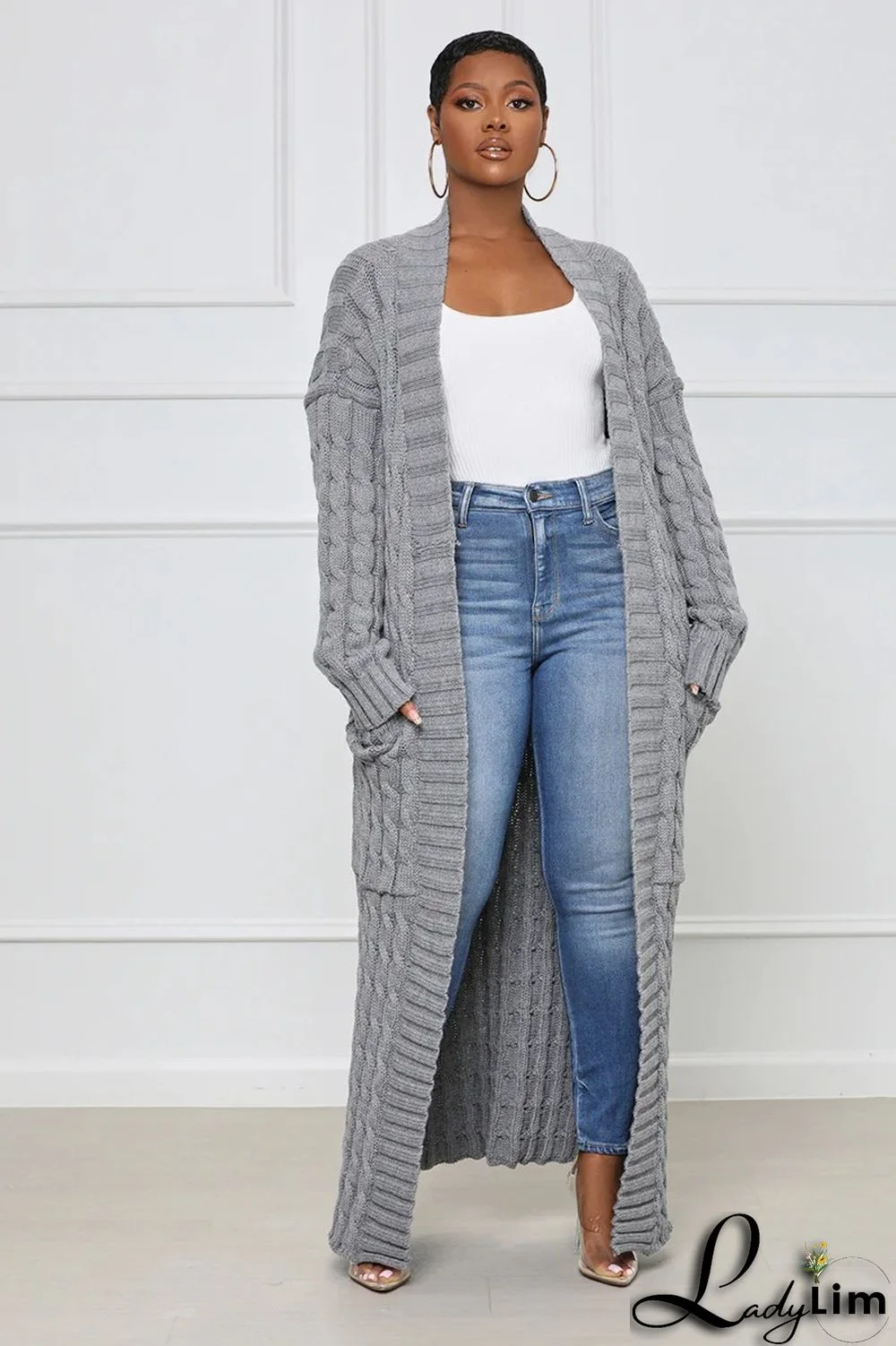 Women Winter Long Sleeve Plush Long Sweater Jacket