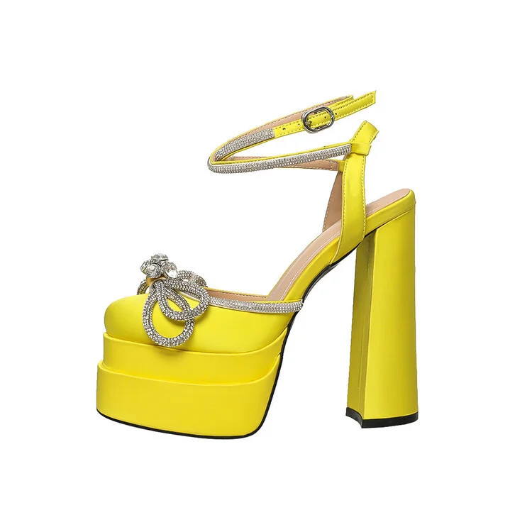 Women Pumps Super High Heels Plus Size Crystal Female Sexy Sandals Butterfly Knot Fashion Platform Ladies Summer Shoes New