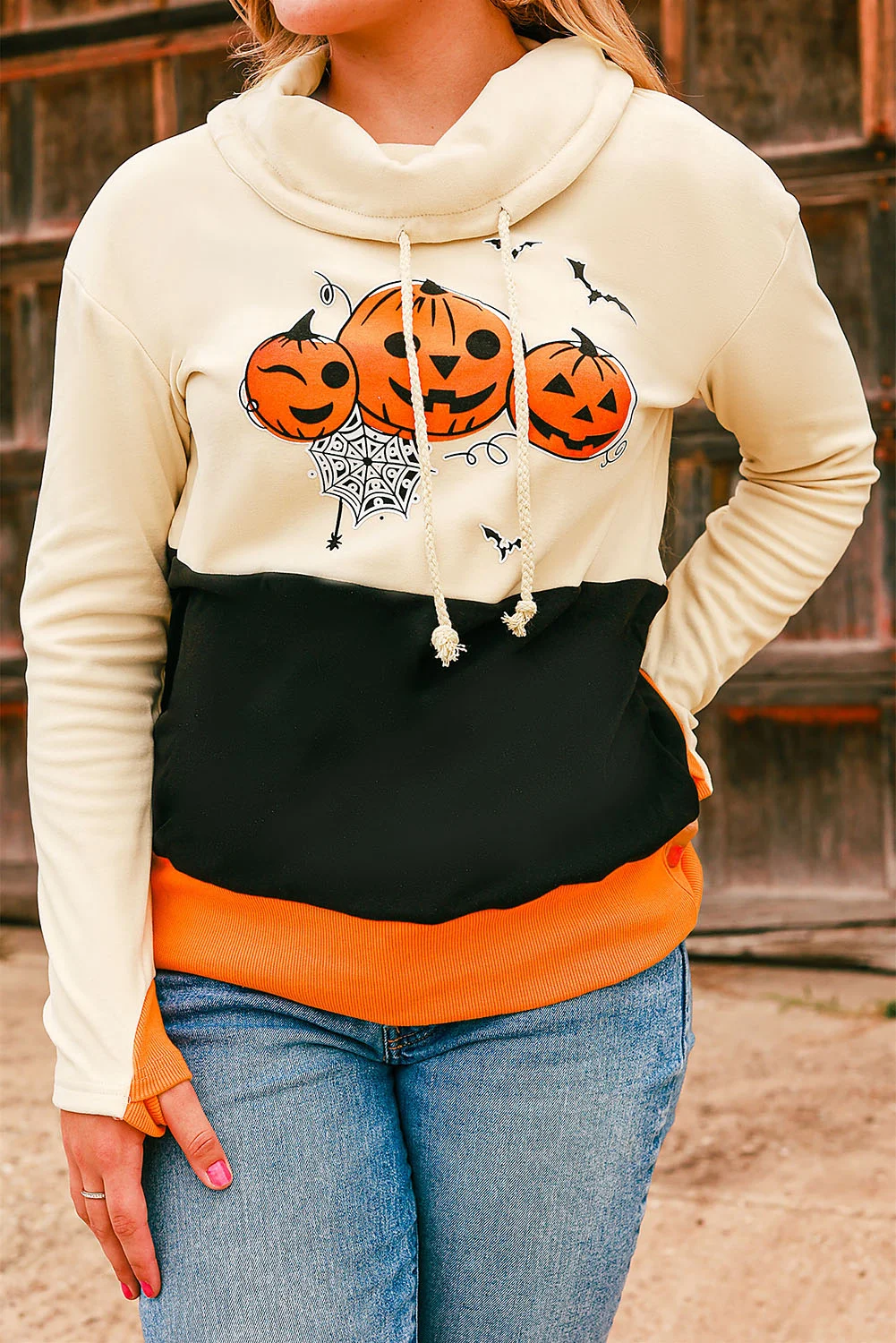 Orange Turtleneck Halloween Festive Top | IFYHOME