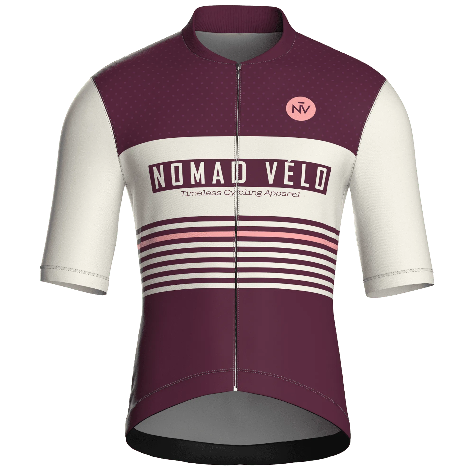 Retro Stripe Burgundy Jersey – Cycling Short Sleeve Race Fit