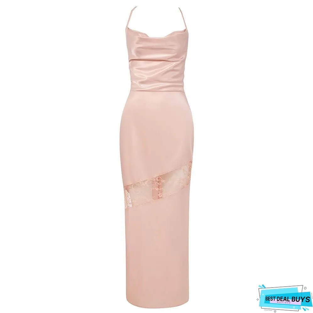 Strappy Sleeveless Midi Lace Bodycon Dress HB76100