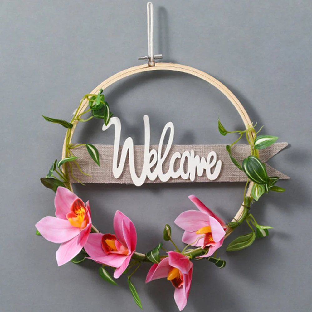 Simulation Eucalyptus Leaf Bamboo Circle Festive Decoration Garland