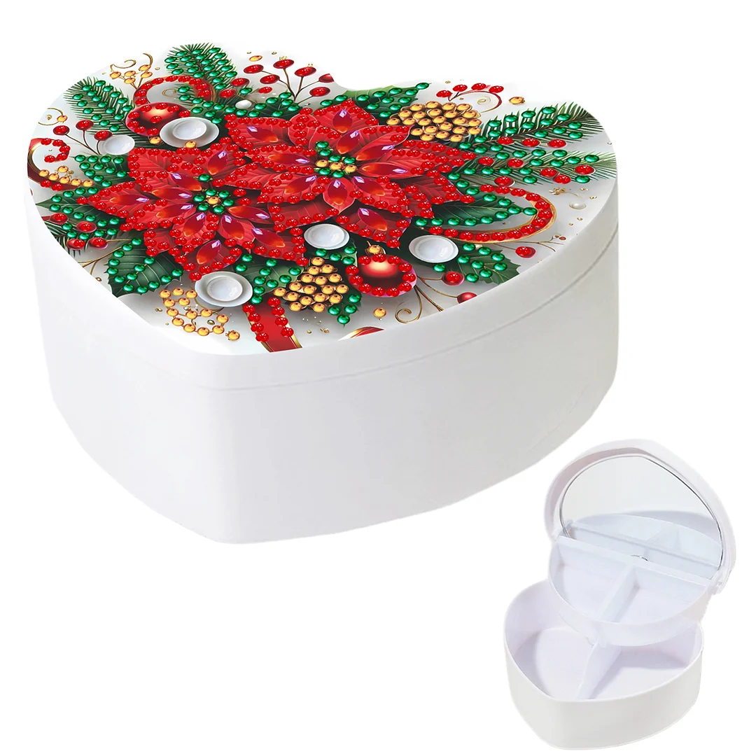 Flower DIY Diamond Painting Heart-Shaped Jewelry Box Decorative Storage Case