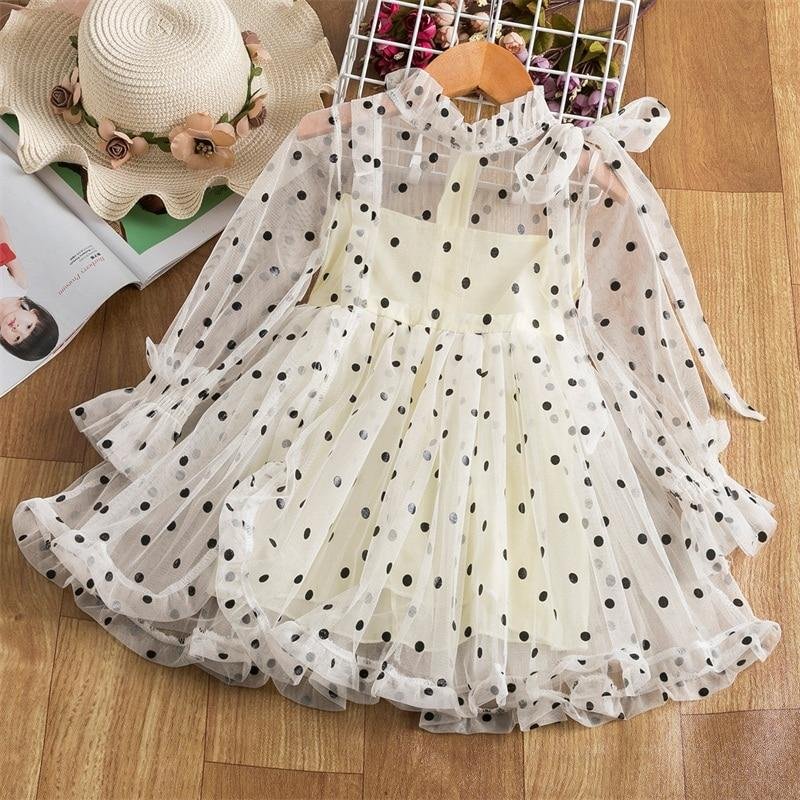 2021 Summer Lace Long Sleeves Girls Dress Embroidery Flower Baby Girls Clothes Spring Princess Party Chidlren Girls Clothing