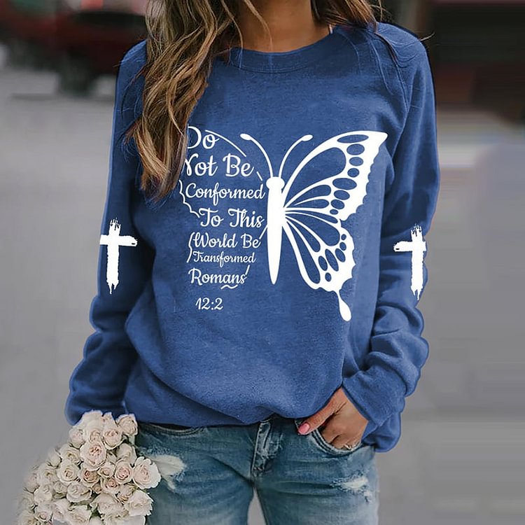 VChics Do Not Be Conformed To This World Be Transformed Print Sweatshirt