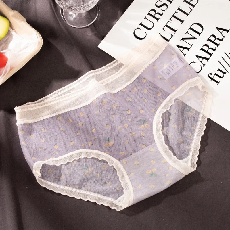 Sexy Lace Panties Women's Underwear Plus Size Fashion Comfort Briefs Middle Waist Seamless Underpants Female Sexy Lingerie