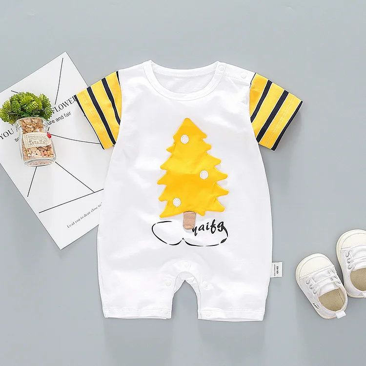 Baby Toddler Block Color Stripe Romper