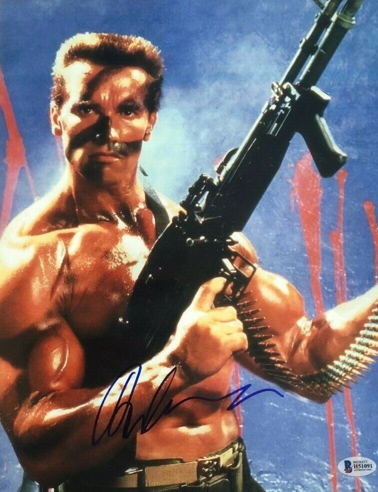 Arnold Schwarzenegger Predator Commando signed autographed 11x14 Photo Poster painting COA