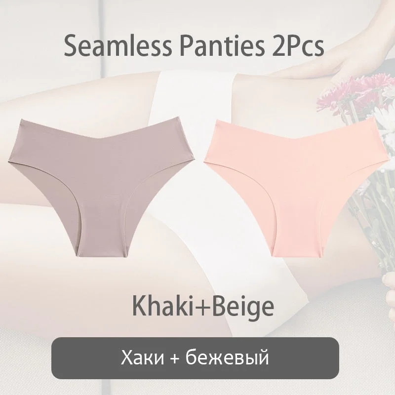 FINETOO 1/2Pcs Seamless Panties Women Sexy V Waist Briefs M-2XL Plus Size Underwear Comfortable Ladies Underpants Lingerie 2021