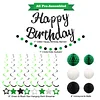 Birthday Decorations, NO DIY, Pre-Strung Happy Birthday Banner with Honeycomb Ball, Hanging Swirl, Circle Dots Garland, Happy Birthday Party Decorations for Women Men Boys Girls (Green & Black)