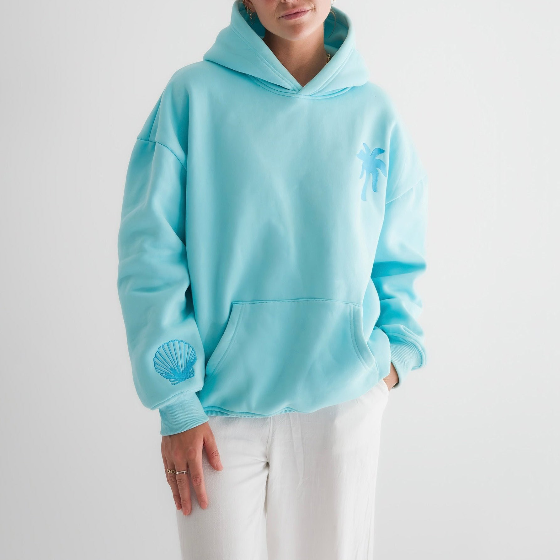 Women's Drop Sleeve Threaded Print Hoodie