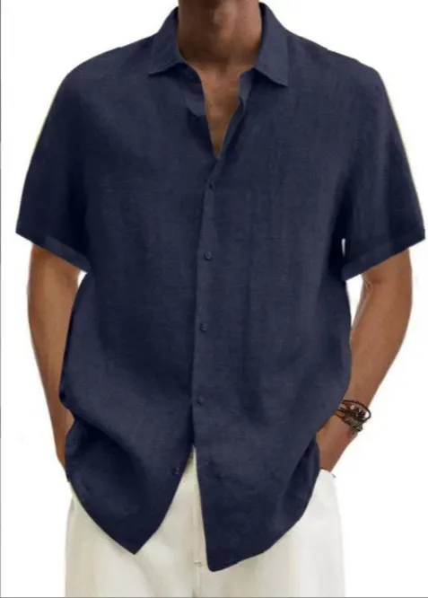 Uveng Uveng Explosion Summer V-Neck Button Cotton Cotton Pure Cotton Shirt Shirt Man Shirt Man