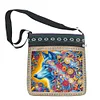 Vintage-Inspired 5D DIY Diamond Painting Waterproof Adjustable Strap Shoulder Cross Bag Kit(Flower Wolf)