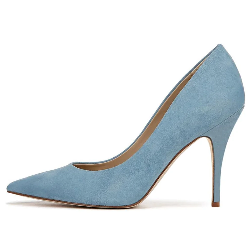 YDN Blue Stiletto Heel Pointed Toe Elegant Pumps for Women