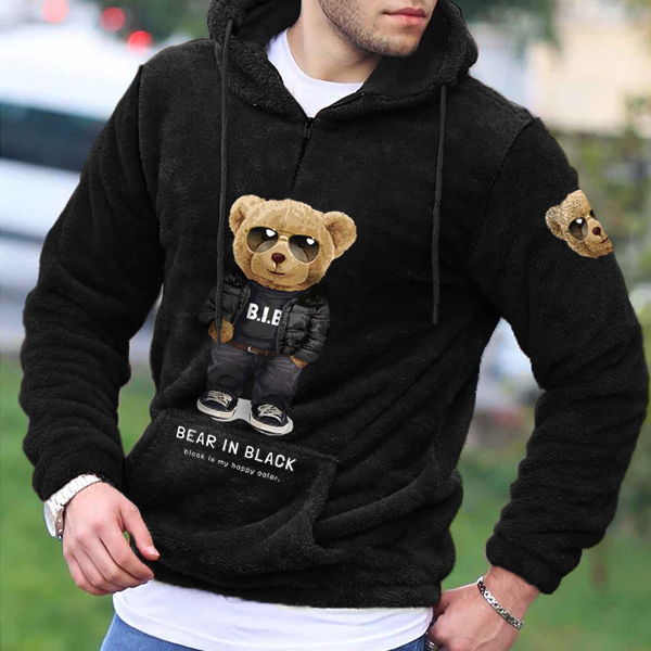 Bear In Black Fleece Quarter-zip Sweatshirt