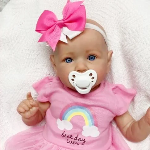  16" [Squishy Silicone Baby Girl] Soft Touch Flexible Waterproof Silicone Real Baby Feeling Reborn Baby Doll Girl Winona By Reborndollsshop® - Reborndollsshop®-Reborndollsshop®
