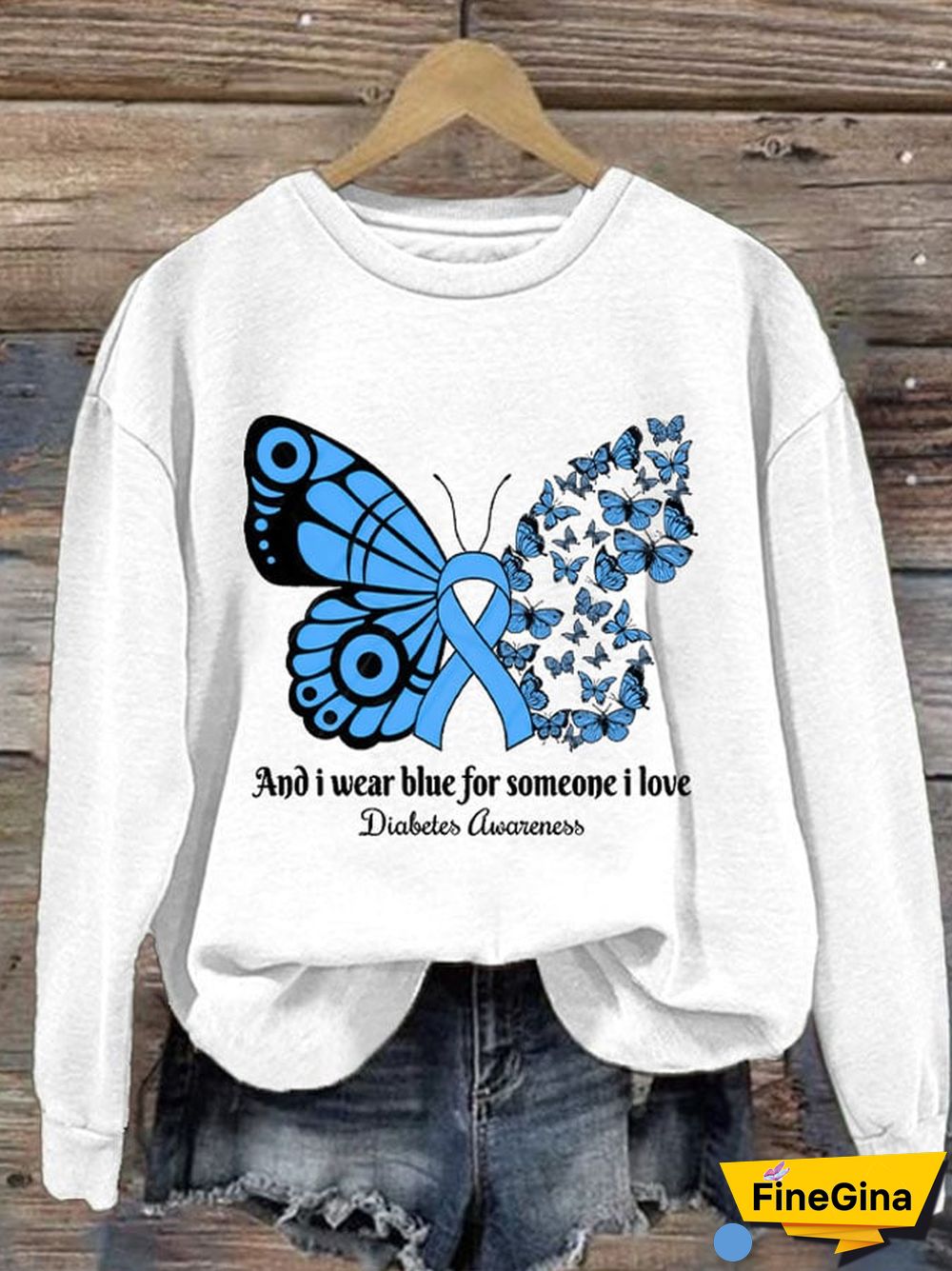 Diabetes Ladies Printed Long Sleeve Sweatshirt