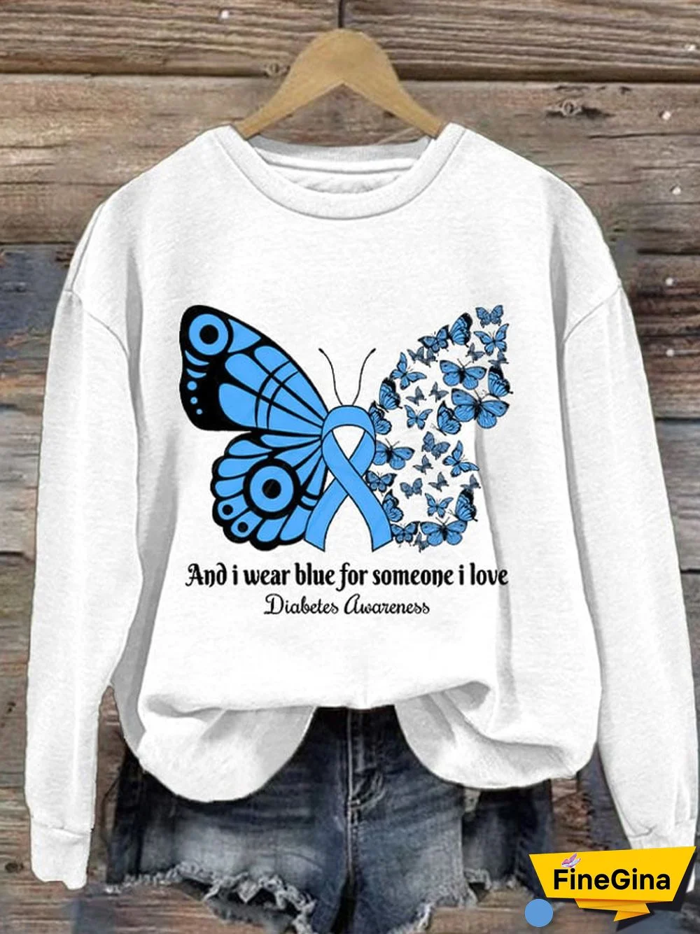 Diabetes Ladies Printed Long Sleeve Sweatshirt