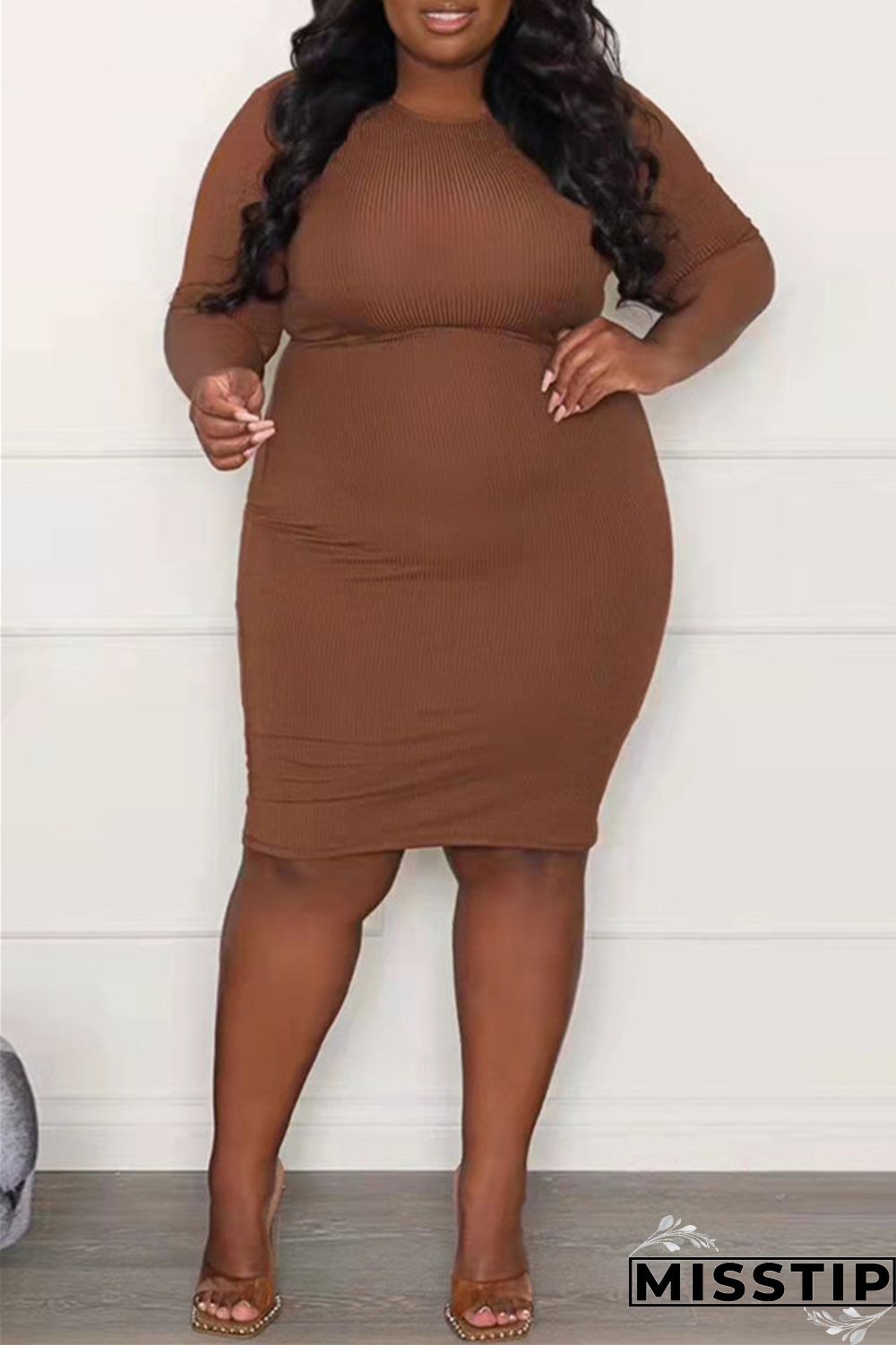 Black Fashion Casual Plus Size Solid Basic O Neck Short Sleeve Dress