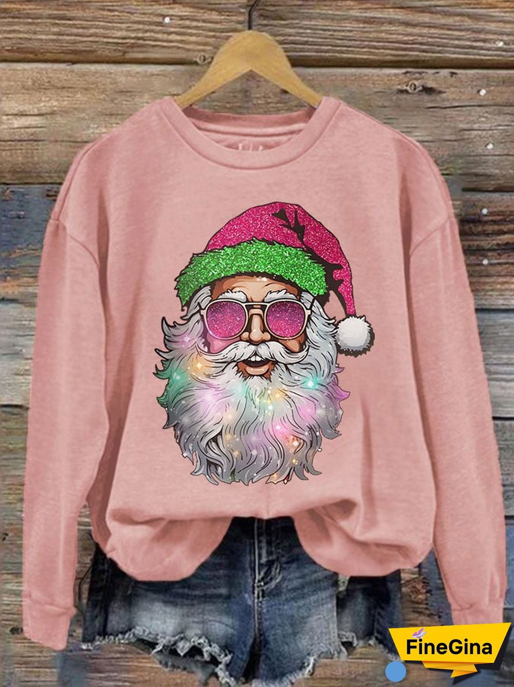 Women's Santa Print Sweatshirt