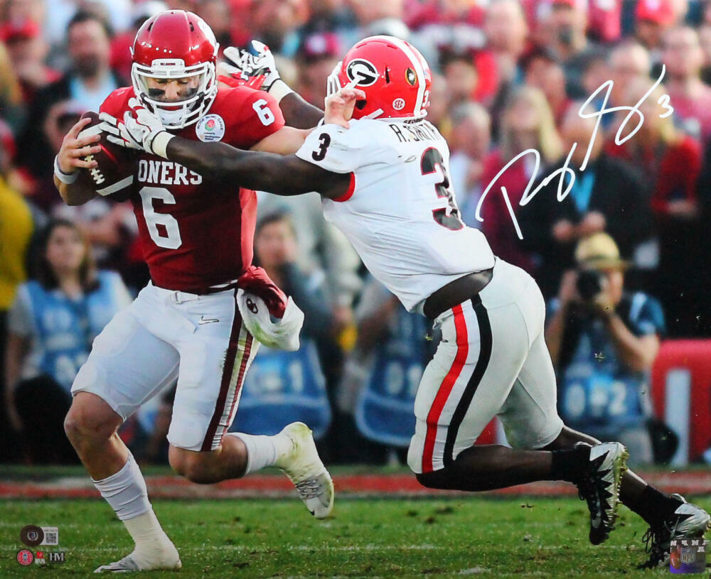 Roquan Smith Autographed GA Bulldogs Tackle Vs OU 16x20 HM Photo Poster painting- Beckett W*Whit