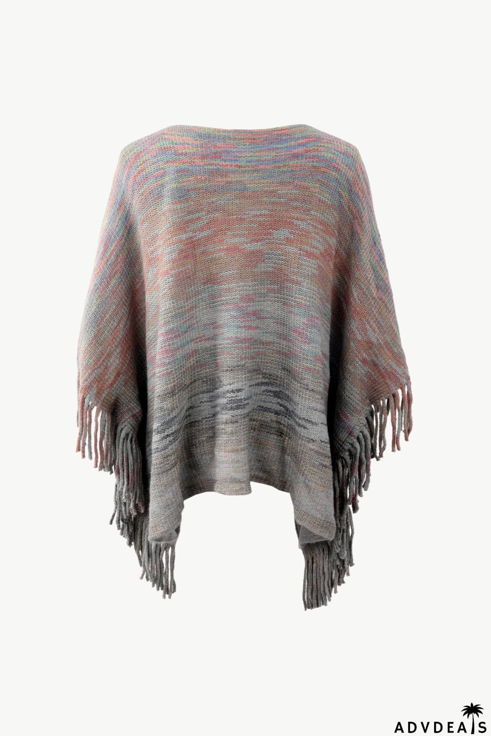 Round Neck Fringe Detail Poncho