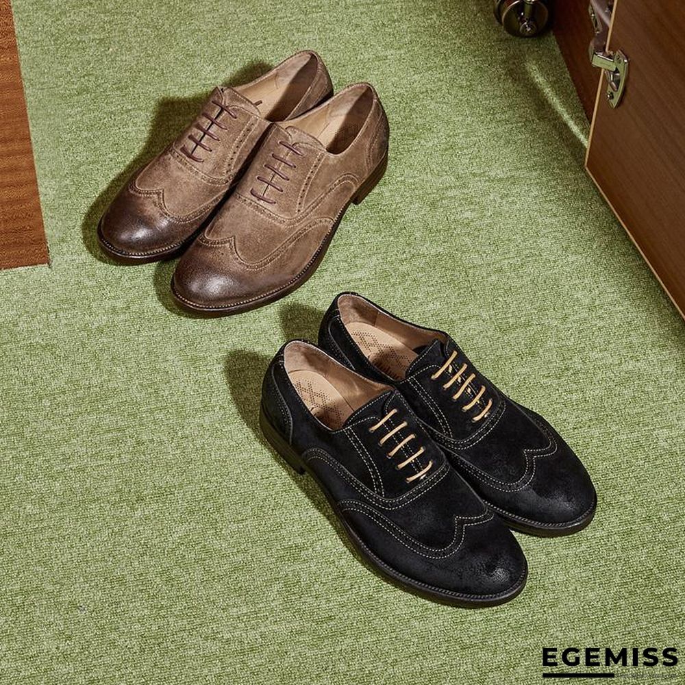 Men's Business Suede Brogue Leather Shoes | EGEMISS