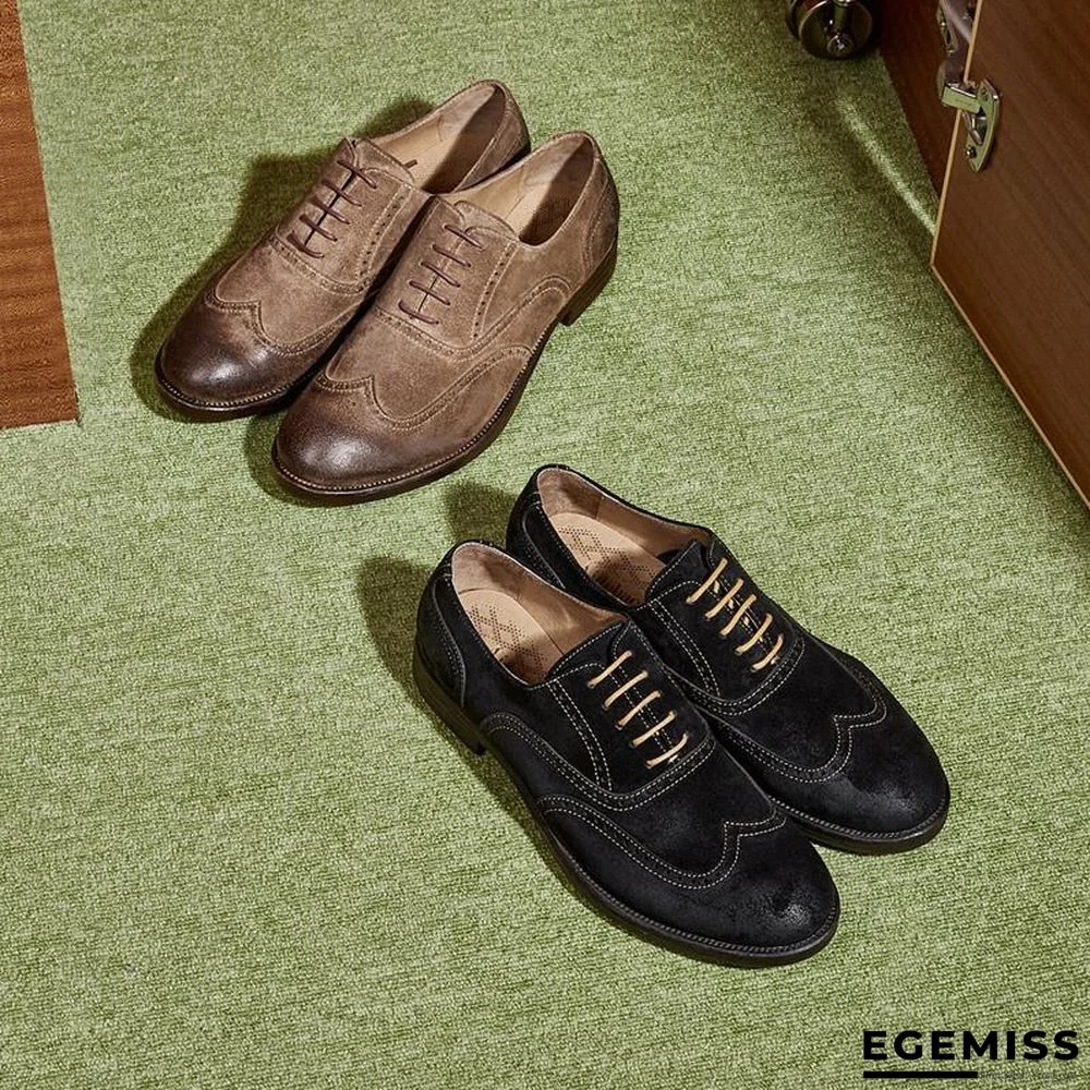Men's Business Suede Brogue Leather Shoes | EGEMISS
