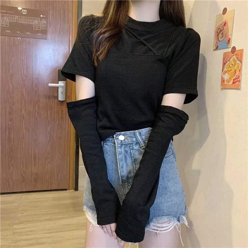 Graduation Gifts  2022 Early AutumnNew Female Fashion Long Sleeve top Hollow Out Solid WomenIrregular Half high collarSweatshirt All-matchTops
