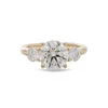 18K Yellow Gold 2.5ct Round Lab Diamond Round Prong Basket Three-stone Engagement Ring with Two Ring Enhancers in Bridal Ring Set Design