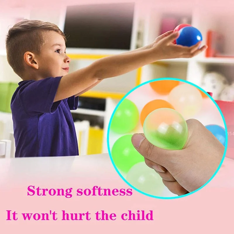 4.5cm Luminous Balls High Bounce Glowing Stress Ball Sticky Wall Home Party Decoration Kids Gift Anxiety Toy Glow in the Dark