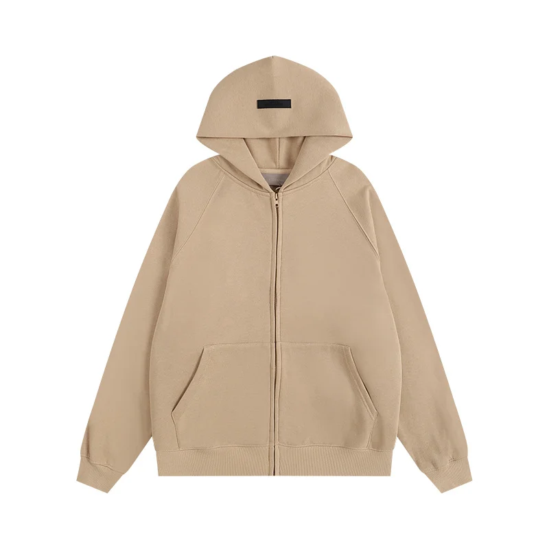 Unisex New FOG Essentials Silicone Embroidery Fleece Oversized Full Zipper Hoodie Sweatshirt