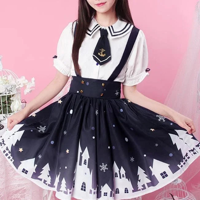 White Ribbon Sailor Blouse/Suspender Skirt SP1710119