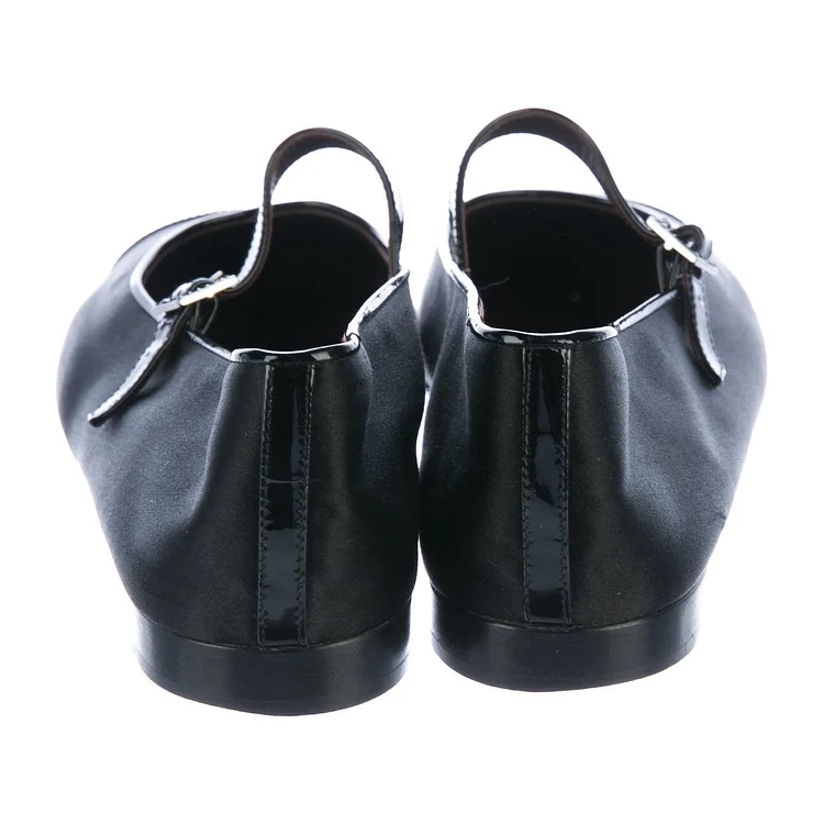 Black Round Toe Flats Mary Jane Shoes for Women |FSJ Shoes