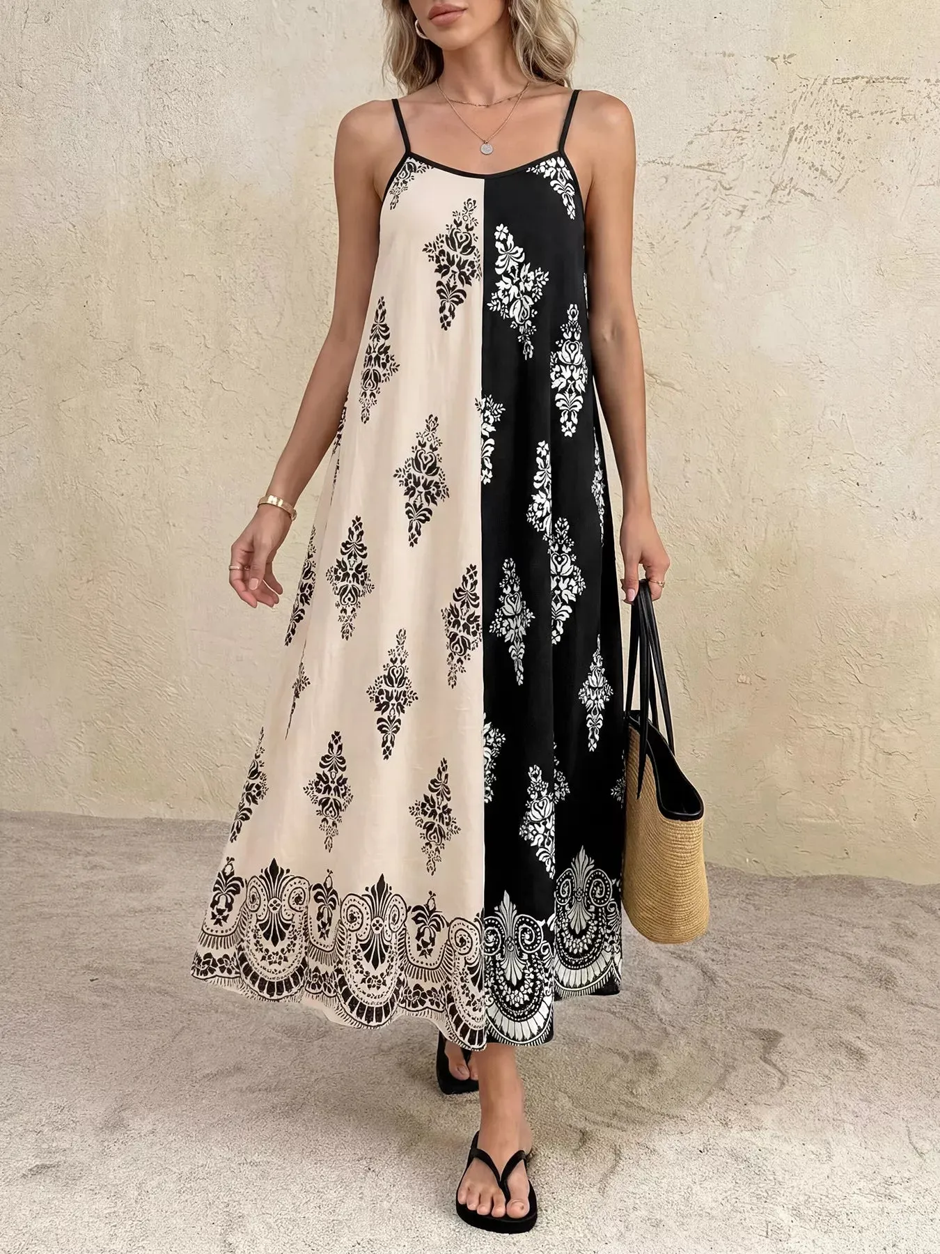 Color Block Floral Print Cami Dress mysite idetrend