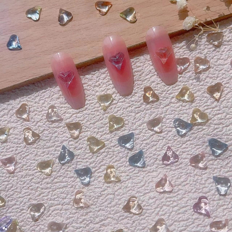 Cute Sweet Minimalist Heart Shape Resin Nail Decoration Accessories 20 PCS/Package